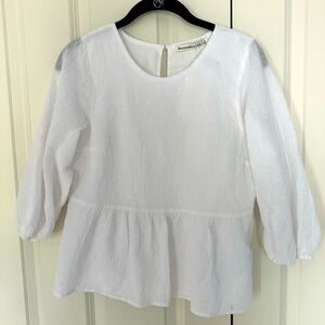 NWT Abercrombie & Fitch White Gauze Peplum Blouse with matching Scrunchi…